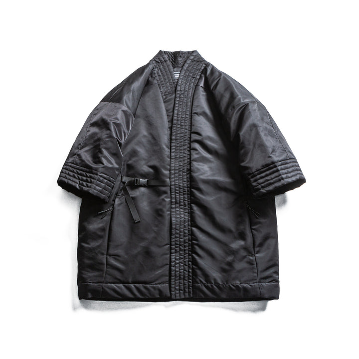 Unisex Padded Kimono Jacket with Short Sleeves and Waist Belt Mune Fashion