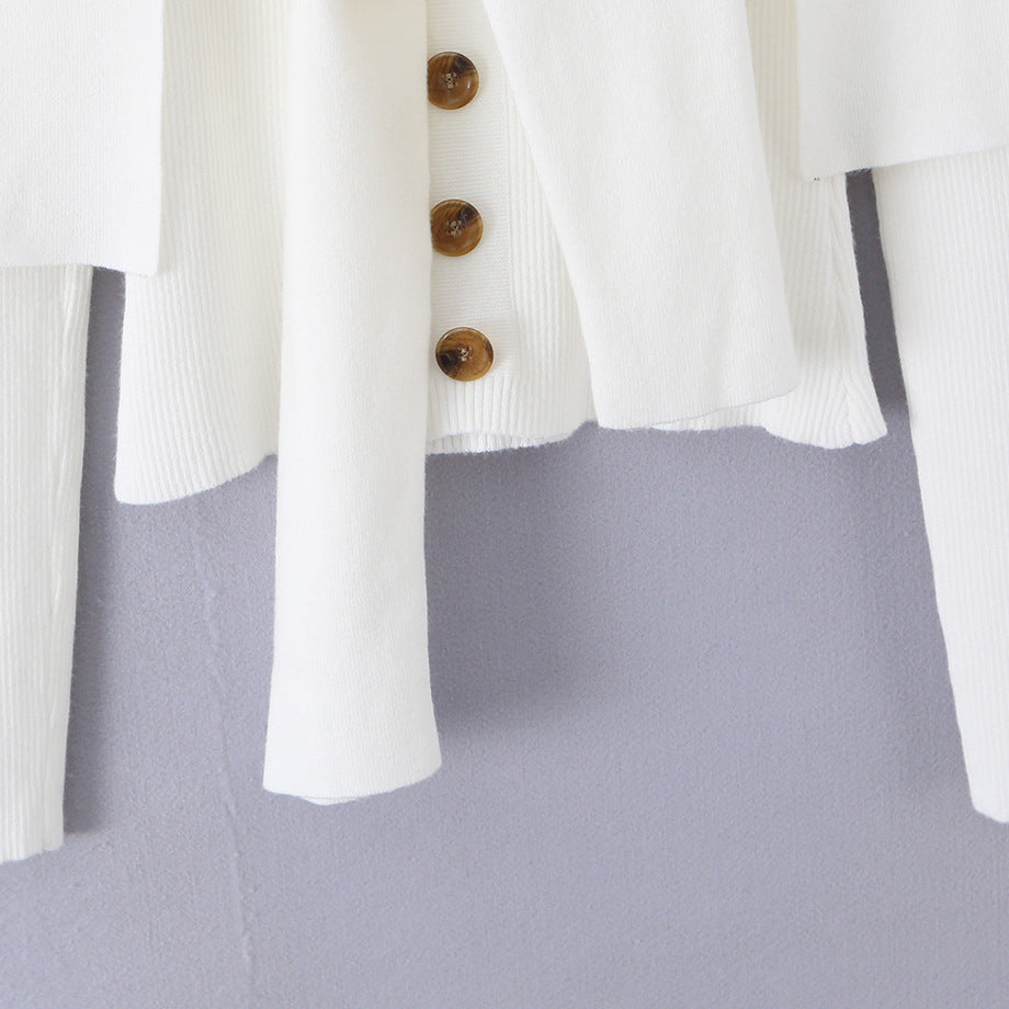 Women's shoulder knit cardigan with removable shoulder shawl detail Mune Fashion