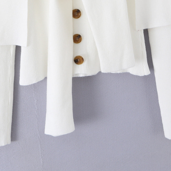 Women's shoulder knit cardigan with removable shoulder shawl detail Mune Fashion