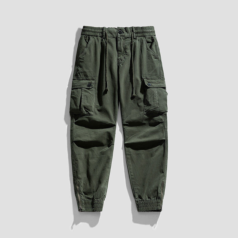 Men's Twill Cargo Jogger with elastic comfort waistband, multiple flap pockets, and zippered ankle Mune Fashion