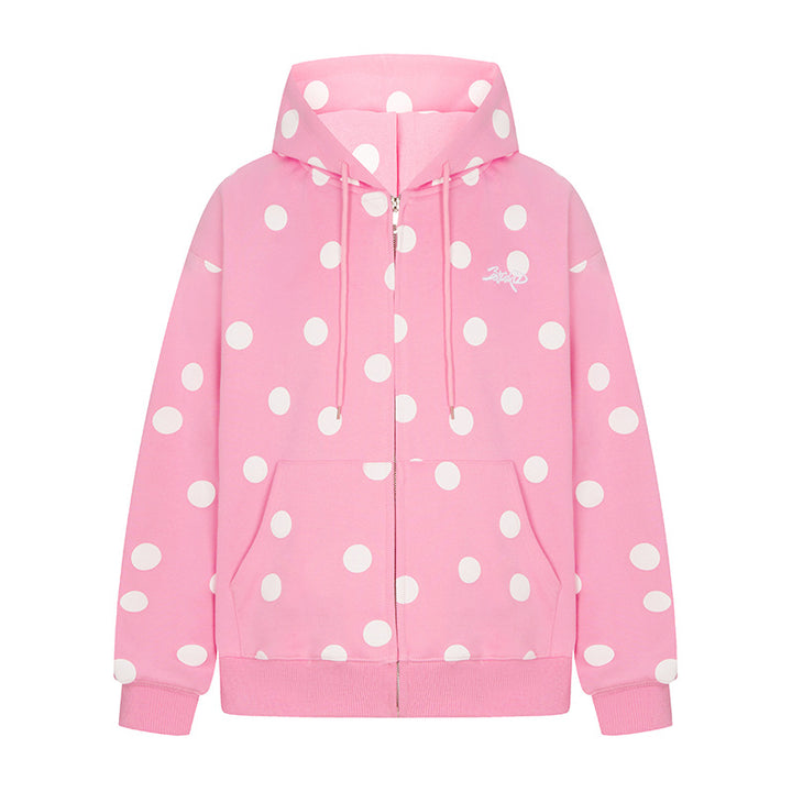 Women's hooded sweat jacket with full zip, oversized cut and polka dot print Mune Fashion