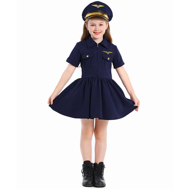 Girl pilot dress with stylish cut and detailed accessories Mune Fashion