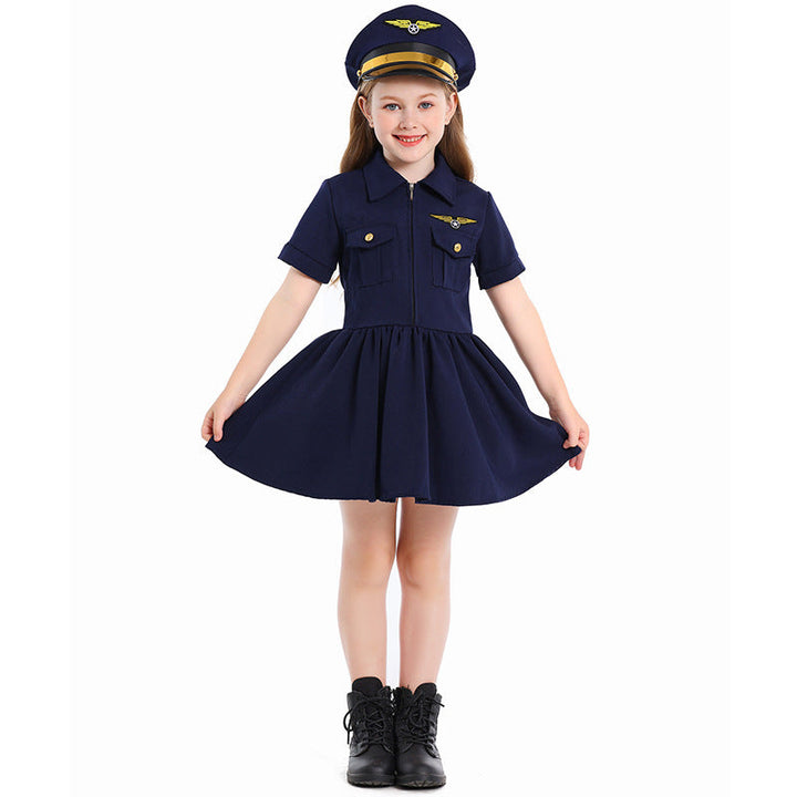 Girl pilot dress with stylish cut and detailed accessories Mune Fashion