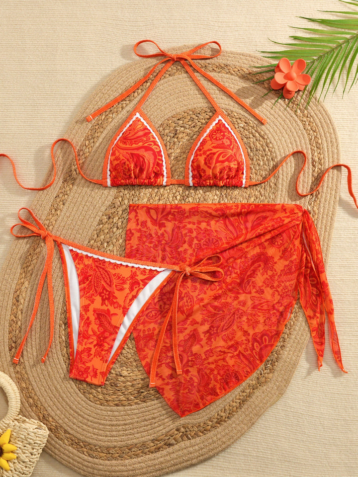 Women Triangle Bikini with Floral Design Mune Fashion