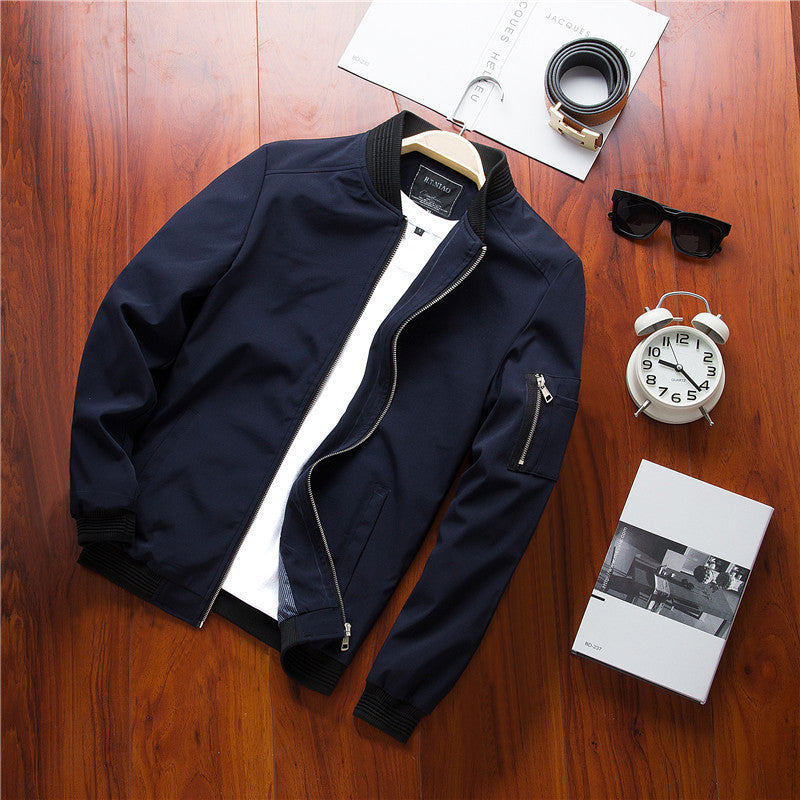 Men's Lightweight Softshell Bomber Jacket with Sleeve Zipper and Elastic Ribbed Finishes Mune Fashion
