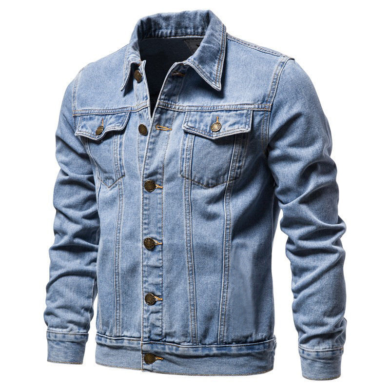Men's tailored denim jacket with chest pockets, full button placket and contrast stitching Mune Fashion