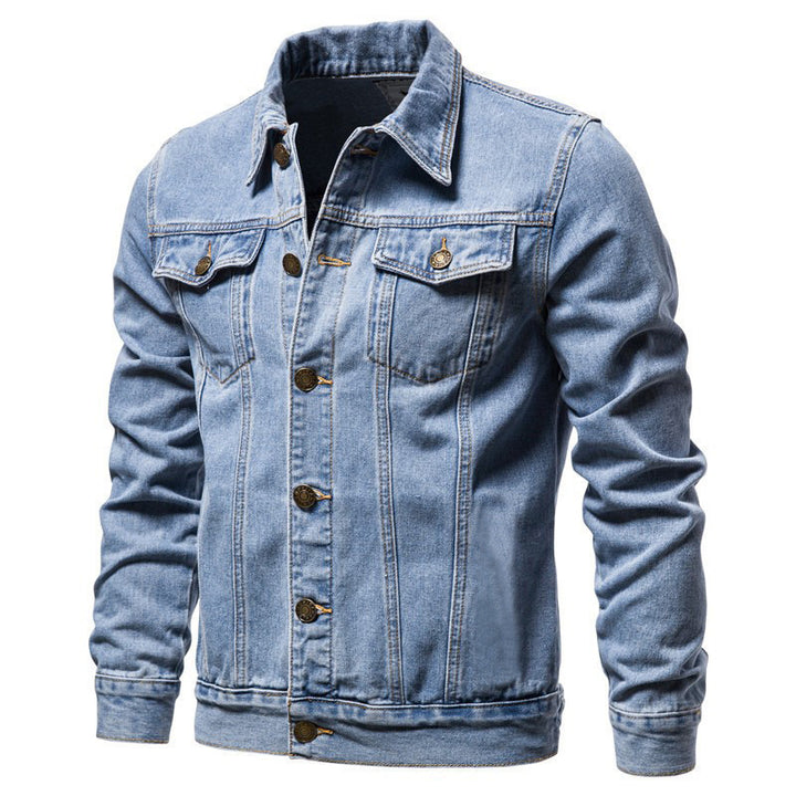 Men's tailored denim jacket with chest pockets, full button placket and contrast stitching Mune Fashion