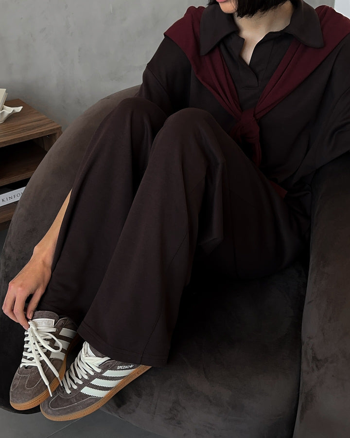 Women's loungewear set with open polo collar and loose comfort pants Mune Fashion