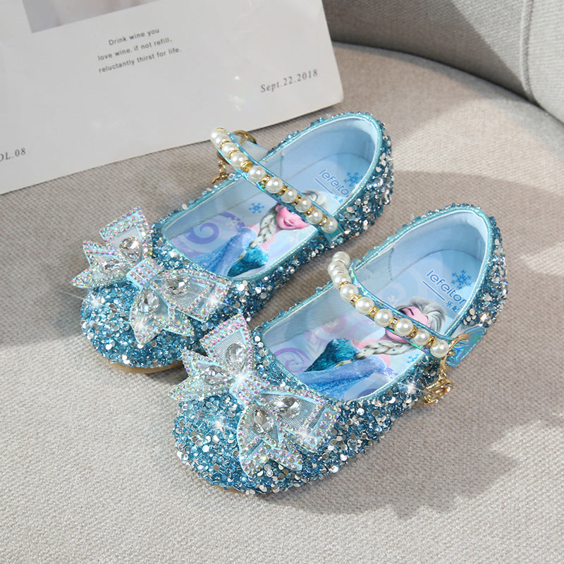 Girls Glittering Ballerinas with Beaded Strap Mune Fashion