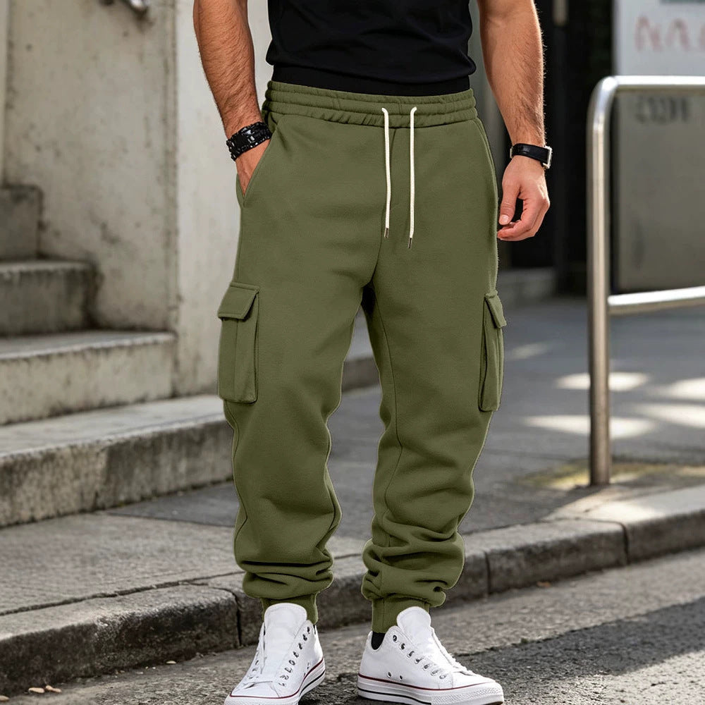 Men's cargo jogging pants made of cotton fleece with elastic waistband and leg cuffs Mune Fashion
