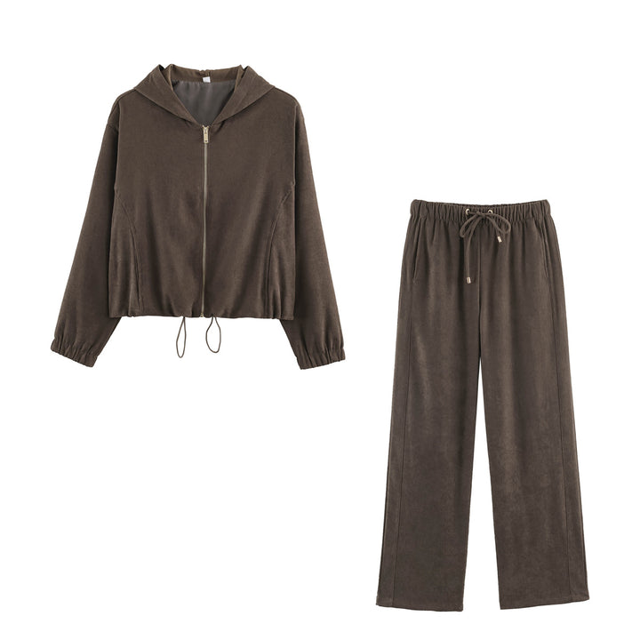 Women's wide lounge pants in velour look with drawstring and side pockets Mune Fashion