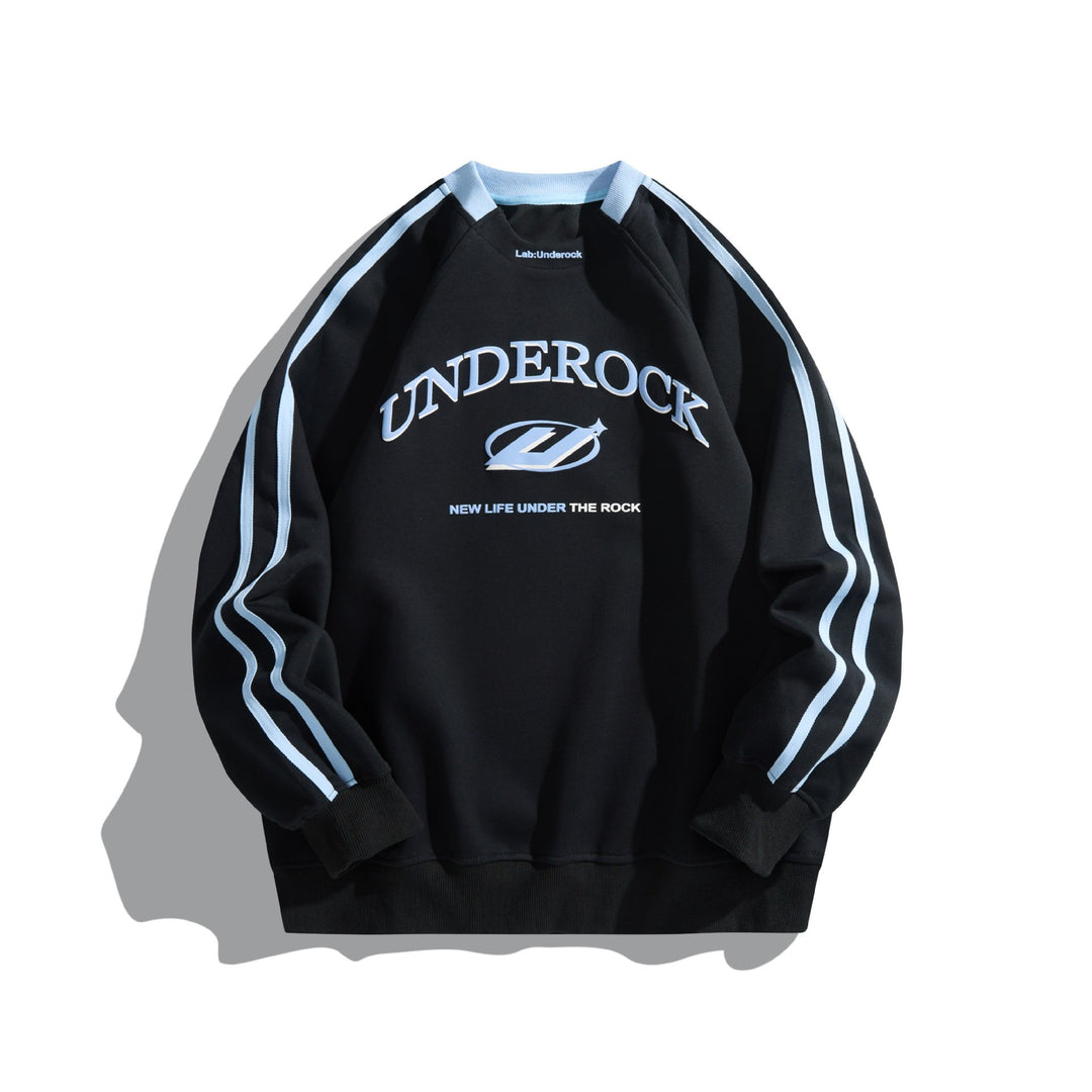 Unisex Oversize Round Neck Sweatshirt with Contrast Stripes and Large Logo Print Mune Fashion