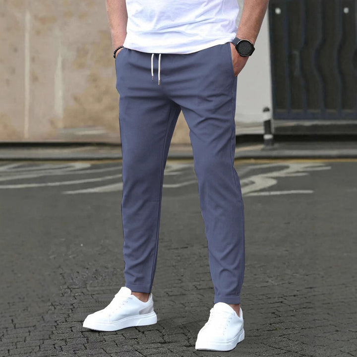Men's Slim-Fit Jogging Pants with Drawstring, Side Pockets, and Narrow Ankle Hem Mune Fashion
