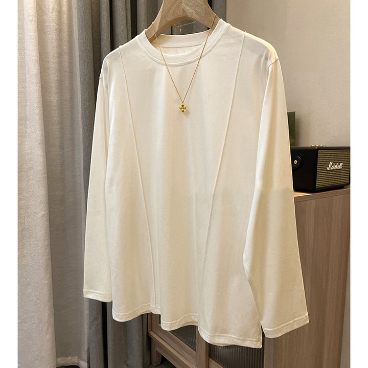 Women's Oversized Long Sleeve Shirt with Decorative Stitching Trims Mune Fashion