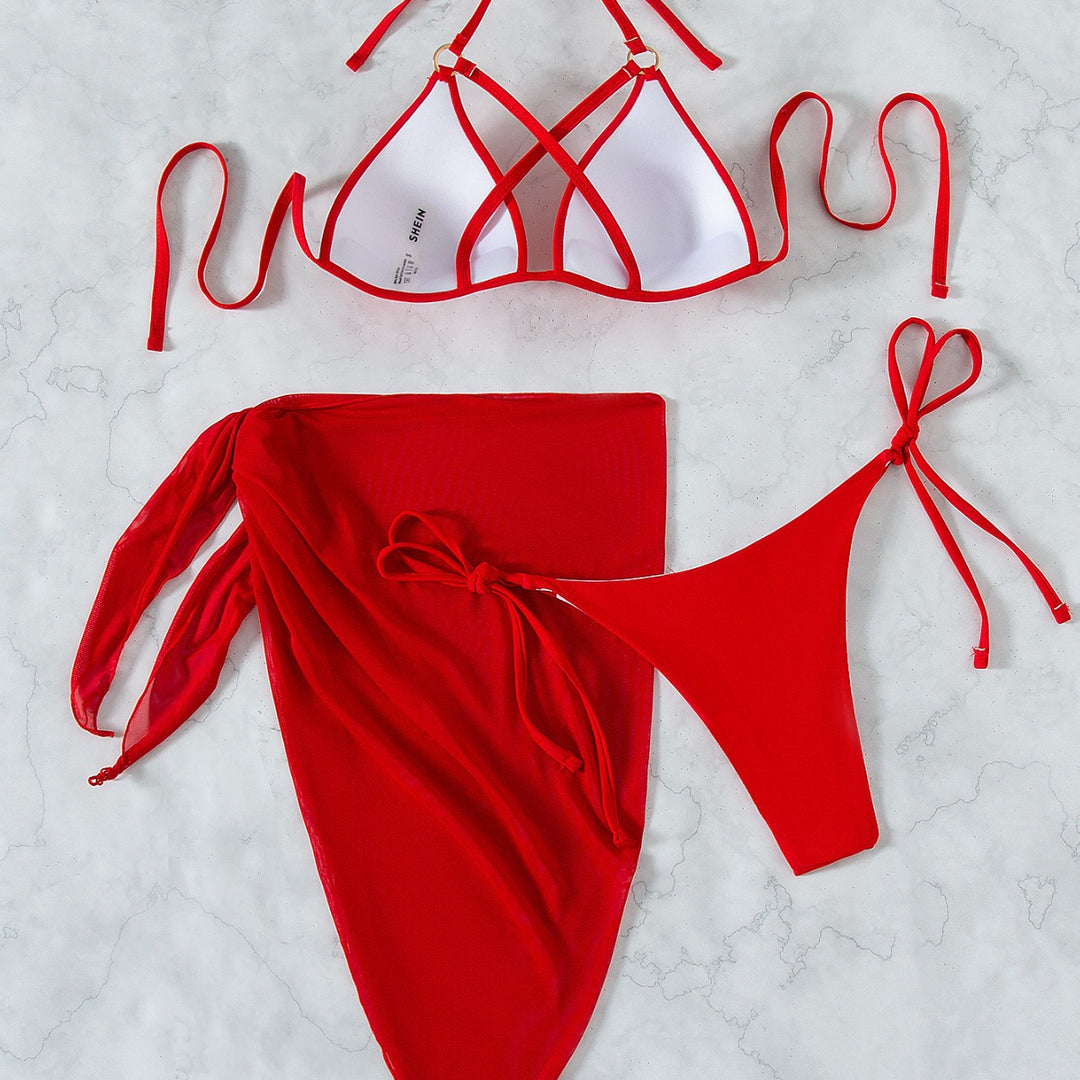 Women's Triangle Bikini with Wrap Skirt Mune Fashion