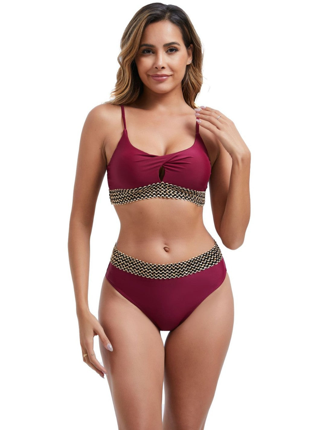 Women's Bikini Set with Creative Waist Mune Fashion