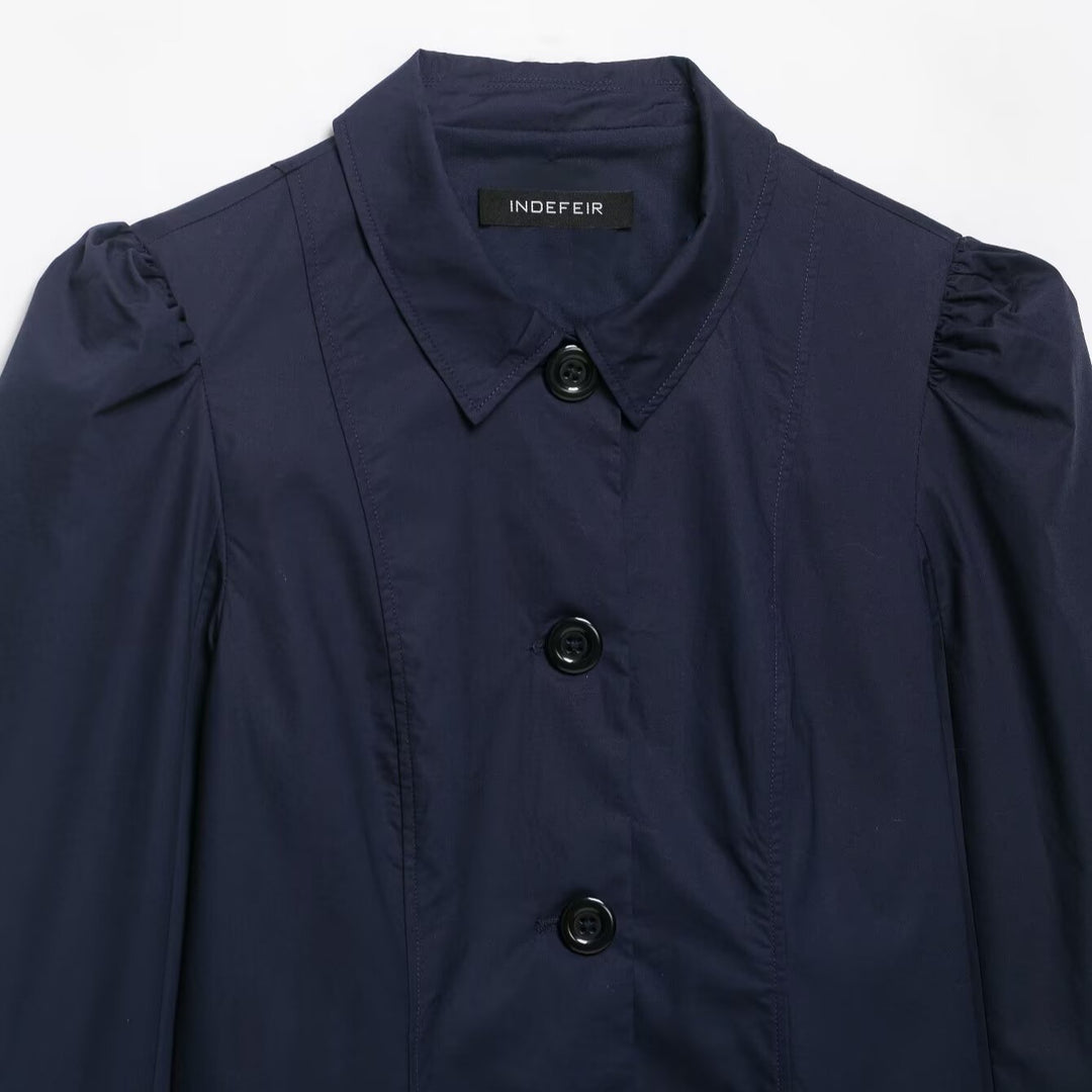 Women's Cropped Shirt Jacket with Puff Sleeves and Continuous Button Placket Mune Fashion