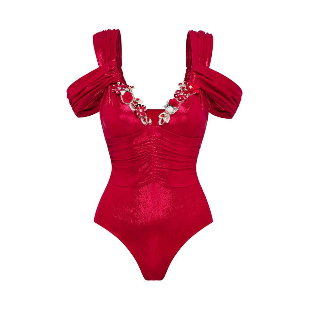 Women's swimsuit with off-shoulder design and elegant skirt Mune Fashion