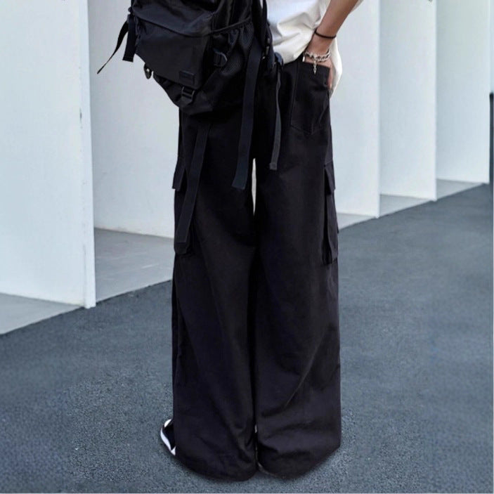 Unisex Oversize Cargo Jeans Pants with wide legs, flap pockets and snap button placket Mune Fashion