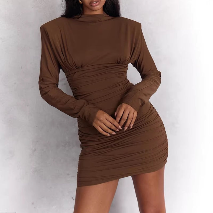Women Elegant Ruffled Dress with Long Sleeves Mune Fashion