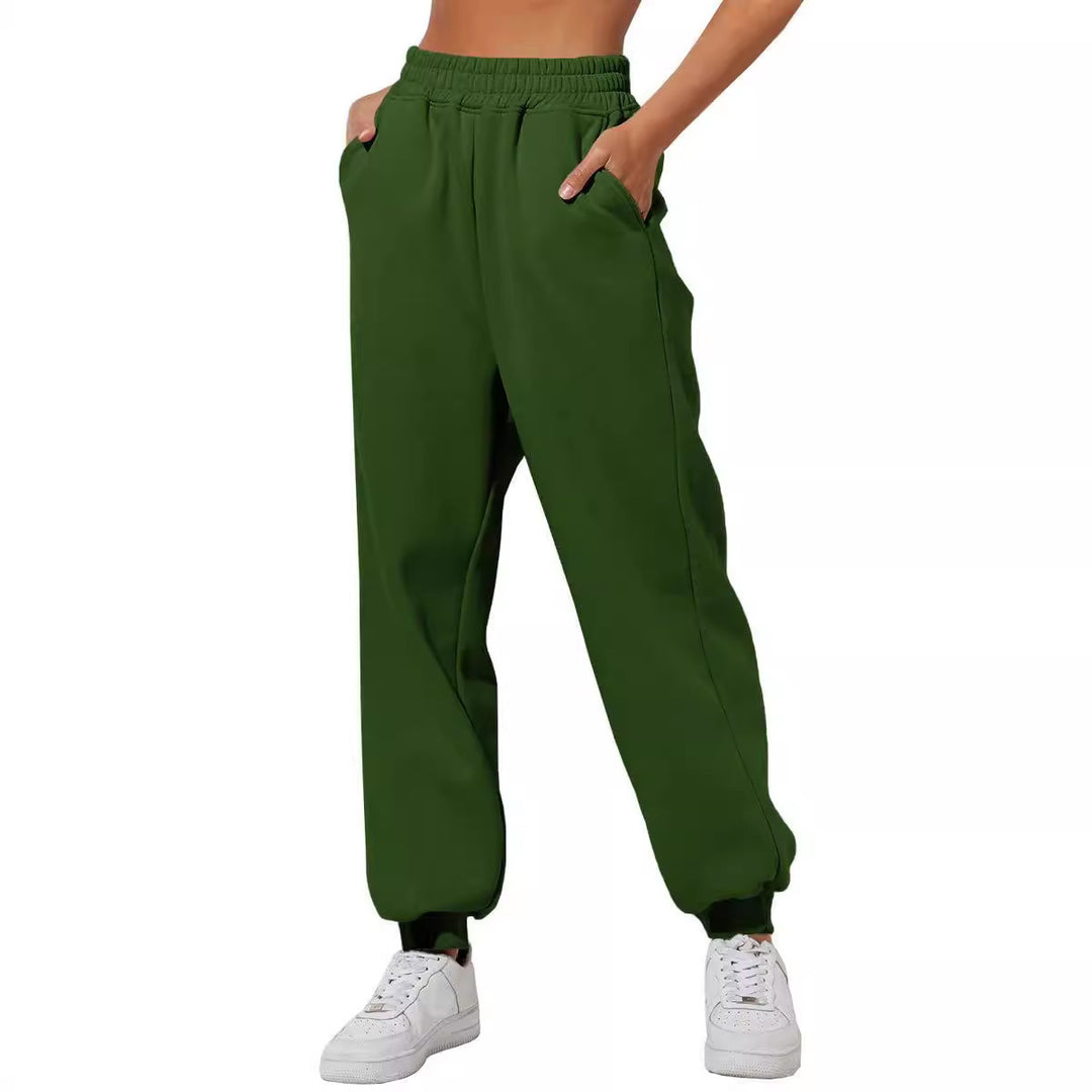 Women's relaxed high-waist jogging pants with double-layer comfort waistband, side pockets, and gathered ankle cuffs Mune Fashion