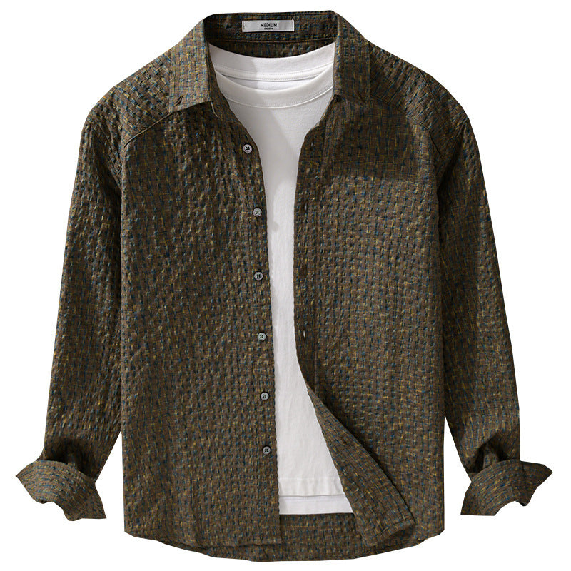 Women's Lightweight Crinkle Check Shirt in Overshirt Style with Watercolor Check and Relaxed Fit Mune Fashion