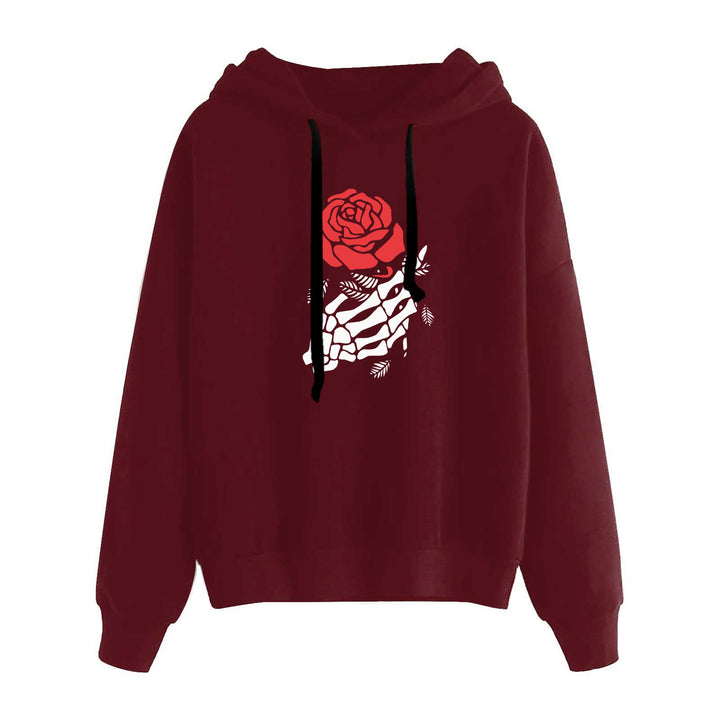 Women's casual oversized hoodie with heart and paw print, drawstring and ribbed cuffs Mune Fashion