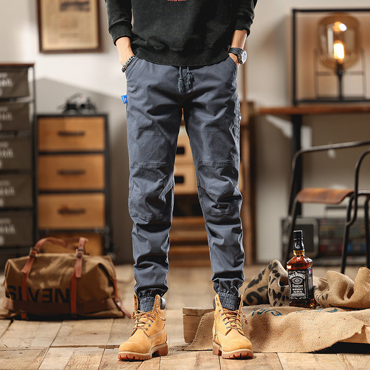 Men's Cargo Jogger Pants with Knee Inserts, Multi-Pockets and Elastic Hem Mune Fashion