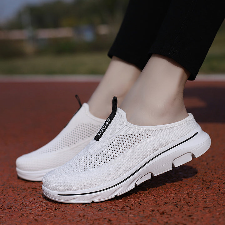 Ladies nan light knit mule with open heel, cushioning lightweight sole and pull tab Mune Fashion