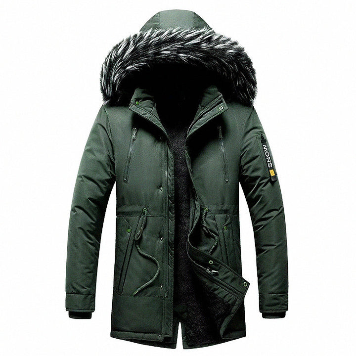 Men's winter parka with faux fur hood, padded thermal coat with drawstring Mune Fashion
