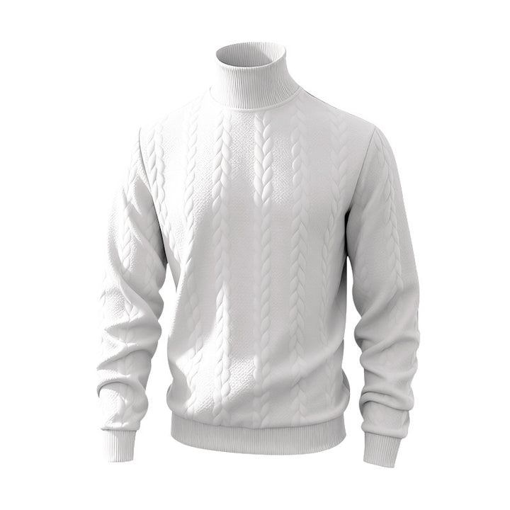 Men's chunky-knit turtleneck sweater with cable pattern and ribbed cuffs Mune Fashion