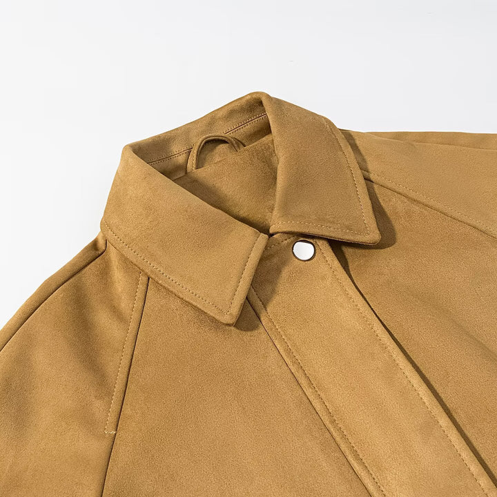 Women's short jacket in suede look with raglan sleeves and elastic hem Mune Fashion