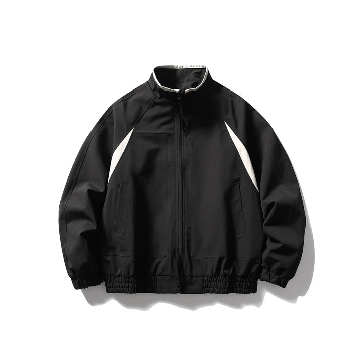 Men's Oversized Bomber Jacket with Stand Collar, Raglan Sleeves, and Elastic Hem Mune Fashion