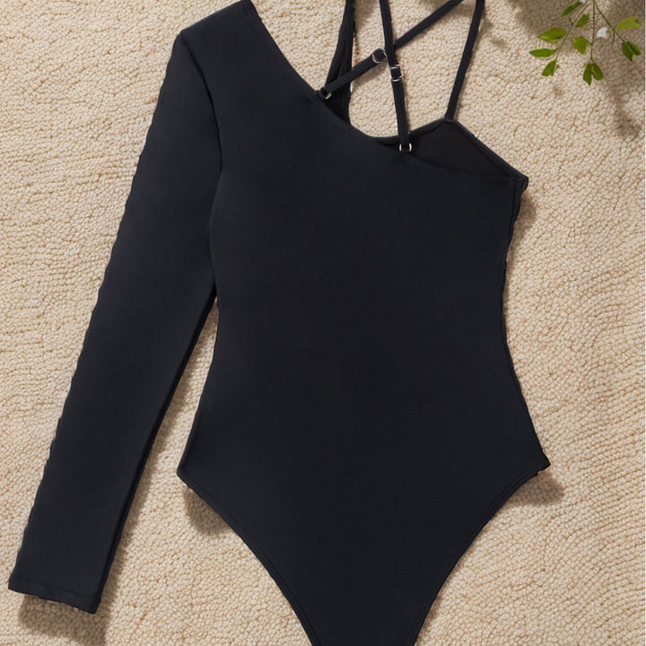 Women Asymmetric One-Piece with Long Sleeve Mune Fashion