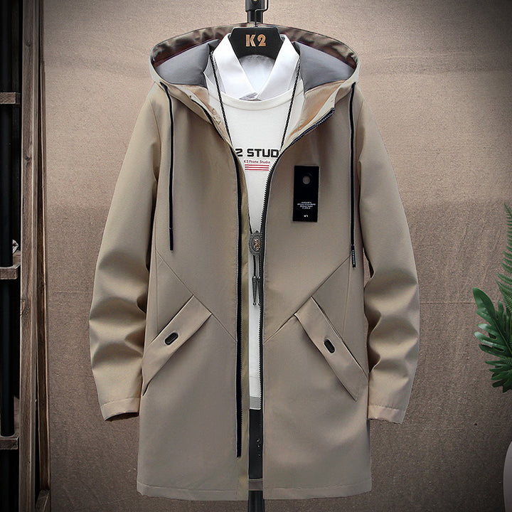 Men's nan urban Midlength Tech Parka with hood, concealed zipper and windproof coating Mune Fashion