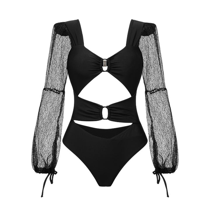 Women Cut-Out Swimsuit with Long, Transparent Sleeve Mune Fashion