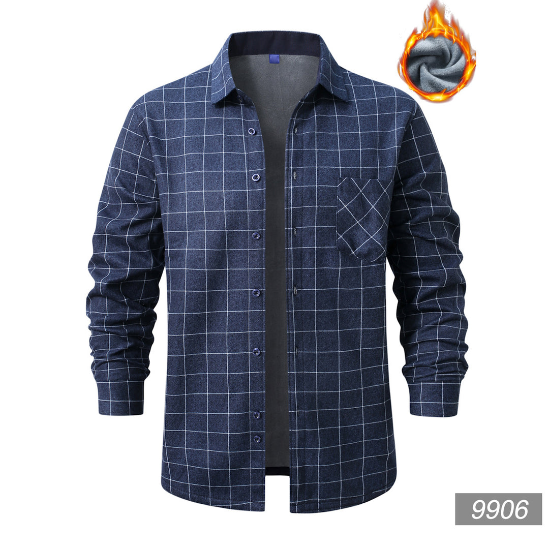 Men's checked flannel shirt with warming fleece lining and patch chest pocket Mune Fashion