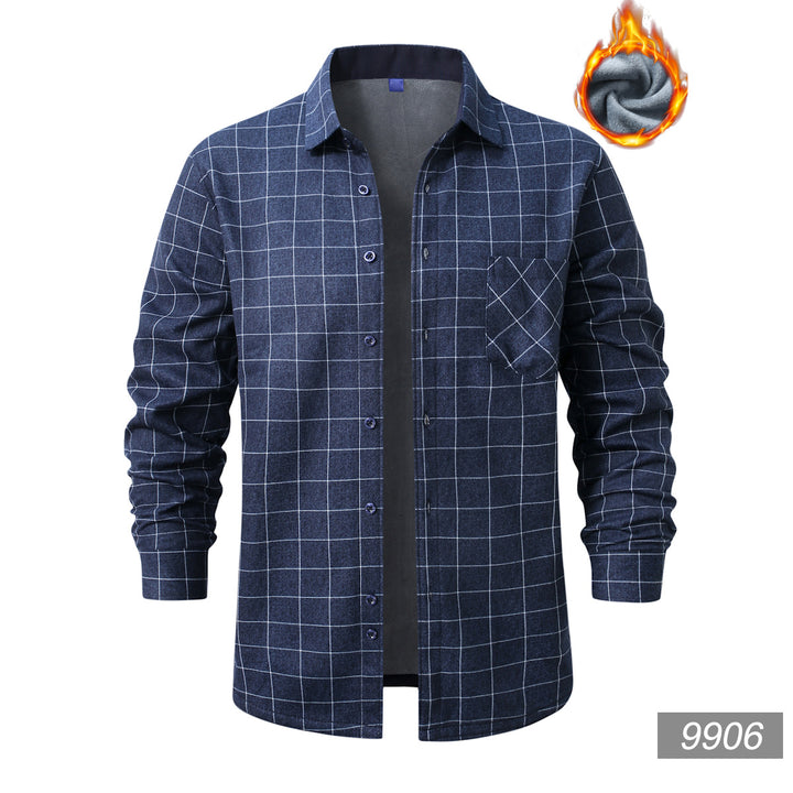 Men's checked flannel shirt with warming fleece lining and patch chest pocket Mune Fashion