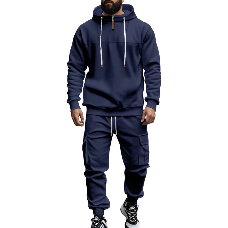 Men's nano cargo jogging suit with half-zip hoodie and tapered cargo pants Mune Fashion