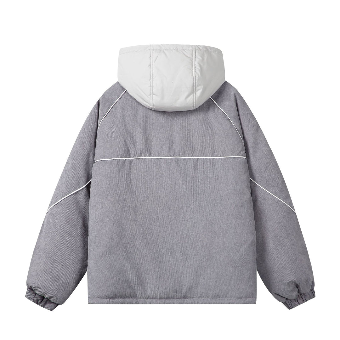 Unisex Quilted Cord Field Jacket with Hood and Large Utility Pockets Mune Fashion