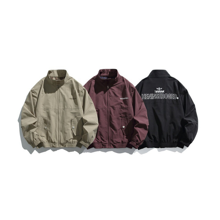 Men's Casual Boxy Blouson made of structured microfiber with stand-up collar, zipper and patched flap pockets Mune Fashion