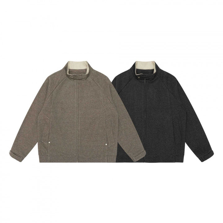 Men's Boxy Zip Blouson Jacket with Stand-Up Collar, Raglan Sleeves, and Concealed Zipper Mune Fashion