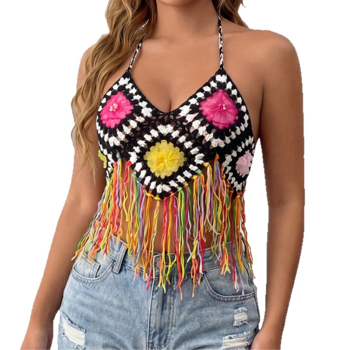Women’s crochet bikini top with colorful fringes Mune Fashion