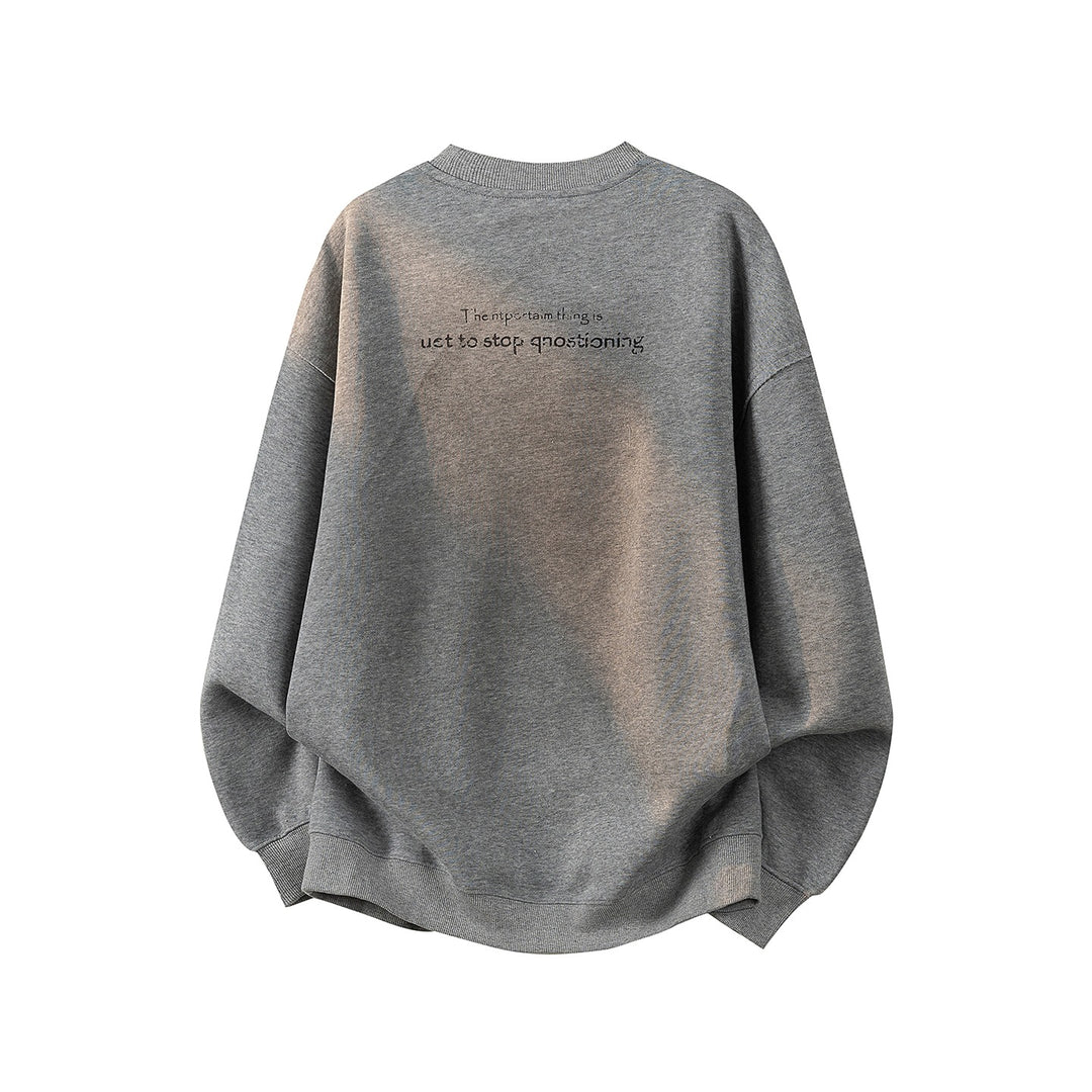 Women's Oversized Sweatshirt with Embroidered Logo, Rounded Hem & Dropped Shoulder Mune Fashion