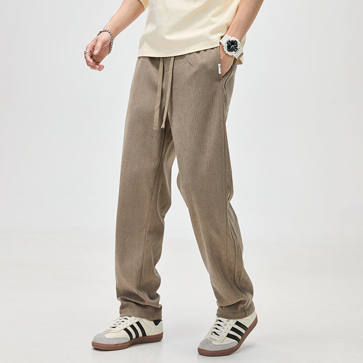 Men's Casual Corduroy Sweatpants with Drawstring and Straight Cut Mune Fashion