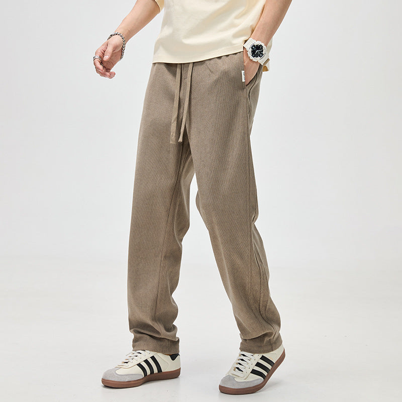 Men's corduroy pants with drawstring and straight leg Mune Fashion