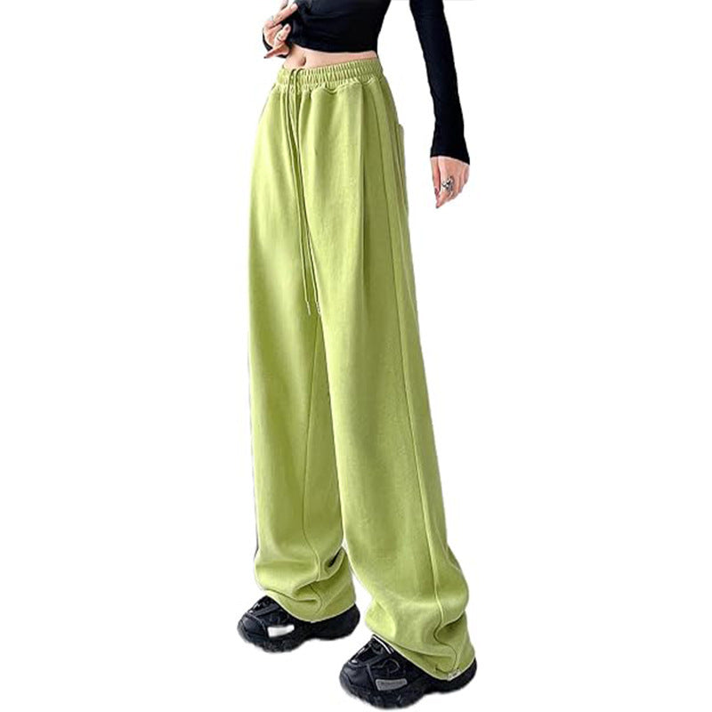 Women's casually falling Palazzo trousers made of sweat fabric with a high-cut comfort waistband, drawstring and side pockets Mune Fashion