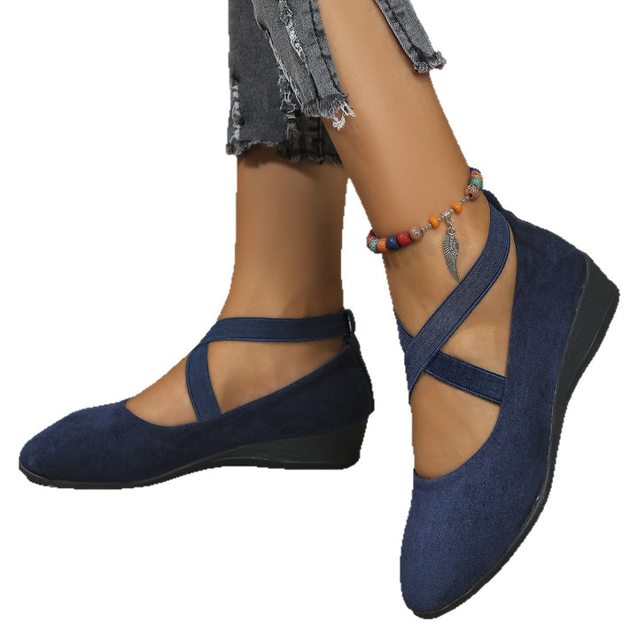 Ladies Slip-on Wedge Ballerina with Low Wedge Heel and Padded Comfort Insole Mune Fashion