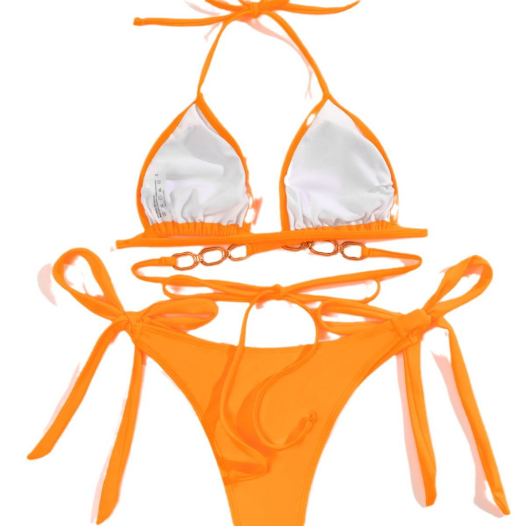 Ladies Triangle Bikini with Chain Decoration Mune Fashion