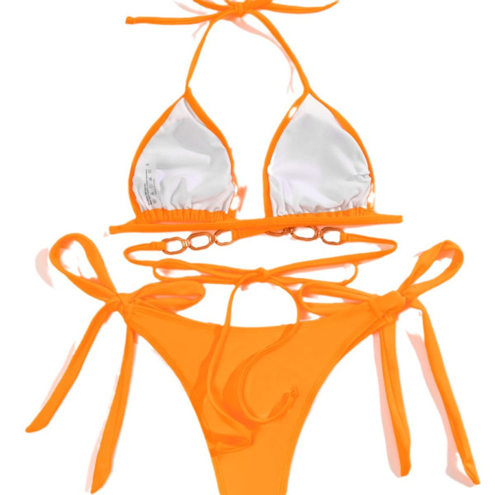 Ladies Triangle Bikini with Chain Decoration Mune Fashion
